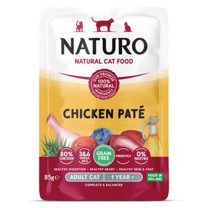 Comida húmeda gatos para Pouche adulto sabor paté de pollo 85g Naturo
