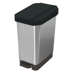 Papelera plástico pedal negro 10L Estra