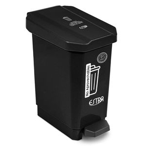 Papelera plástico pedal negro 10L Estra