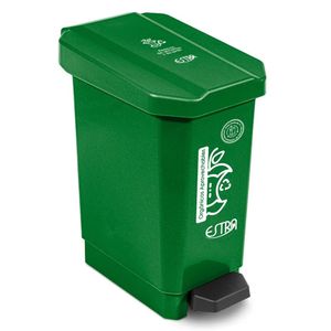 Papelera plástico pedal verde 10L Estra