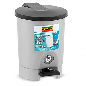 Papelera Pedal Redonda Plata x4.5l