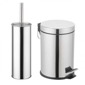 Set Basurero Metalico 5 Litros Y Escobilla Wc
