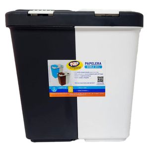 Papelera doble push 20L negra NP