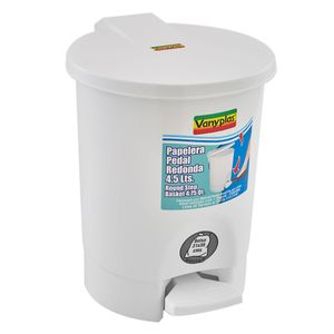 Papelera con pedal blanco 4.5L Vanyplas