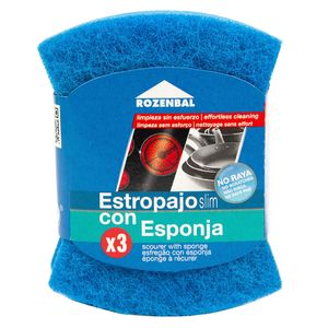 Esponja multiusos bicapa x3und. azul Rozenbal