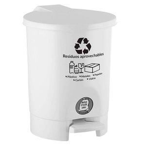 Basurero pedal plástico blanco 4.5L Vanyplas