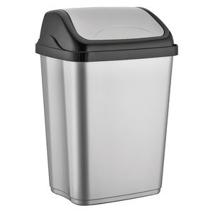 Basurero tapa vaivén plateado 10L Cotidiana