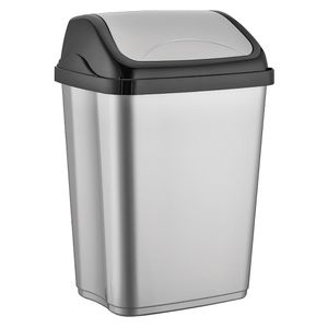 Basurero tapa vaivén plateado 26L Cotidiana