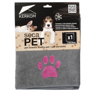 Toalla para secar mascotas 110x70x0.8 cm 0.28 kg gris Kerkom