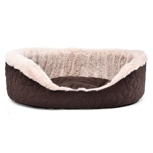Cama Ovalada peludita marrón L Pet's Fun