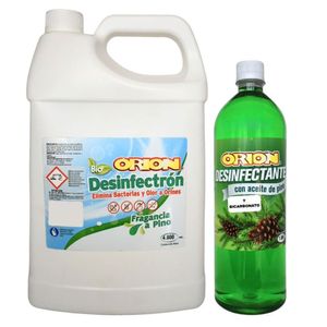 Desinfectante liquido Desinfectron 4 lt + Desinfectante bicarbonato arma pino 1 lt Orión
